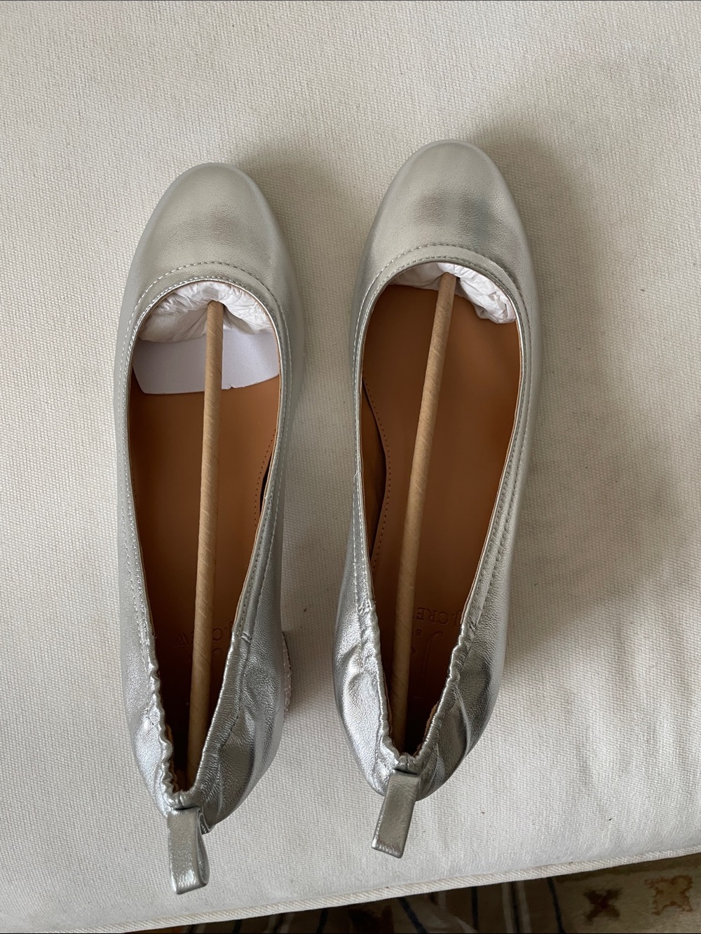 J. Crew Metallic Silver Ballet Flats